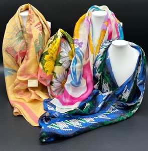 lot 189 image: Set of 3 Designer Silk Scarves by April Cornell and Echo