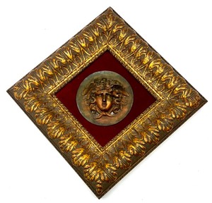 lot 202 image: Framed Medusa Relief Plaque with Ornate Gilded Frame by Nash Frame Design