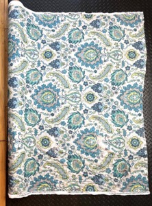 lot 204 image: Roll of Covington Upholstery Fabric with Blue and Green Paisley Floral Pattern