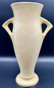 lot 229 image: Vintage Syringa Ivory Art Deco Style Ceramic Vase with Double Handles