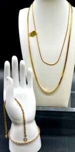 lot 230 image: Set of 3 Gold-Plated Jewelry Chains Including 14KGP Necklace and Bracelet