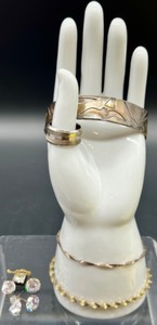 lot 233 image: 10K Gold-Filled Band Ring and 4 Assorted Sterling Silver CZ Stud Earrings and Sterling Silver Bracelets