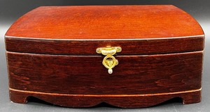 lot 248 image: Wooden Jewelry Box with Compartments, Mirror, and Removable Red Velvet Tray