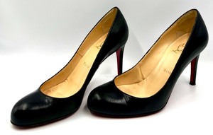 lot 139 image: Christian Louboutin Black Leather Heels Size 38