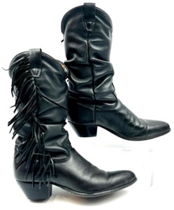 lot 143 image: Rodeo Drive Black Leather Fringe Western Boots Size 6.5M