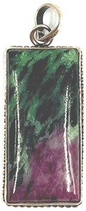 lot 249 image: Sterling Silver Rectangular Ruby Zoisite Pendant 15.6g