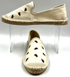 lot 257 image: Walk With Me by Coldwater Creek Ladybug Espadrille Shoes, Size 7M, Ivory