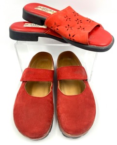 lot 259 image: Lot of 2 Pairs Womens Red Shoes Haflinger Mary Jane US 7 Capizio Slides US 6 12