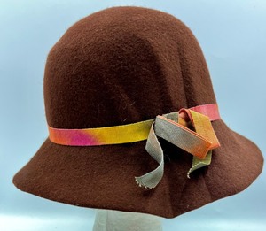 lot 269 image: Bettina 100% Wool Cloche Hat with Multicolor Ribbon, Made in Italy
