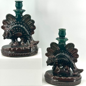 lot 96 image: Pair of Vintage Ceramic Fish-Shaped Candle Holders - Ukrainian