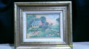 lot 20 image: Currier & Ives - 4 Seasons Antique Painting Style Print on Board
