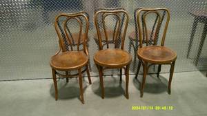 lot 46 image: 3 Decorated Wooden Dining Chairs
