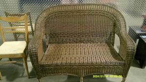 lot 59 image: Wicker Style Bench and Footstool