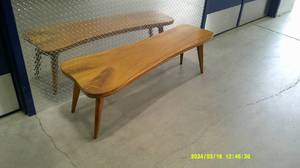 lot 63 image: MCM Live Edge Coffee Table, Bench Circa 1960s