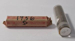 lot 20 image: 2 Rolls of Wheat Pennies - one roll of 40s and one roll of 50s
