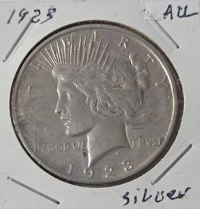 lot 59 image: 1923 Silver Peace Dollar. AU