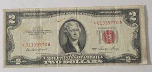 lot 78 image: 1953  Star 2 Dollar Red Note