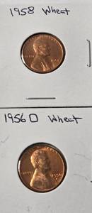 lot 93 image: 1956 Wheat Penny,  1958 Wheat Penny