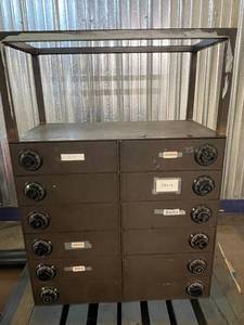 Industrial Steel Double-Column Locker Safe with Combination Lock Drawers