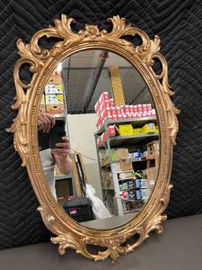 lot 57 image: Syroco Ornate Oval Wall Mirror with Gold Frame