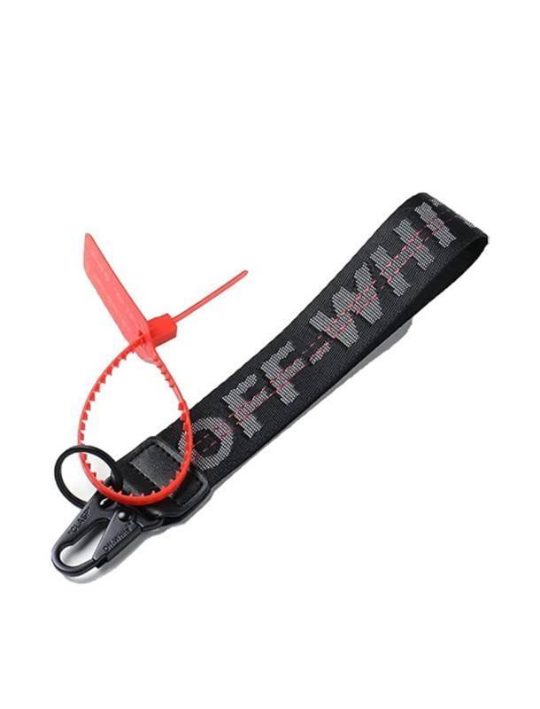 lot 21F image: Off-White Keychain Lanyard Strap Black with Red Tag - Brand New