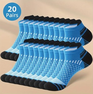lot 16B image: 20 Brand New Mens Low Cut Anti Odor & Sweat Absorption Blue with Black Socks