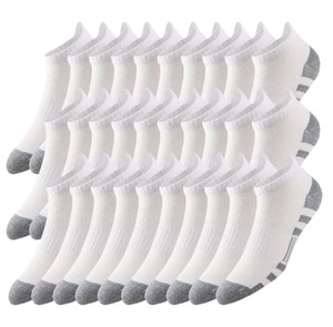 lot 26B image: 20 Brand New Mens Low Cut Anti Odor & Sweat Absorption White with Grey Socks
