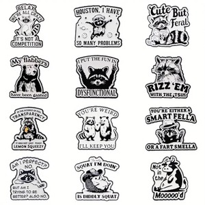 lot 27F image: 12 Hilarious Raccoon and Friends Pins - Brand New