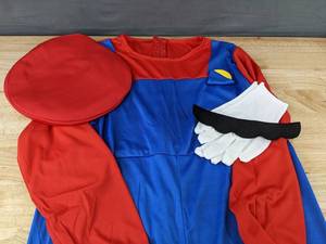 lot 171 image: Super Mario Mens Small Costume Outfit, Hat, Gloves, Mustache - Brand New