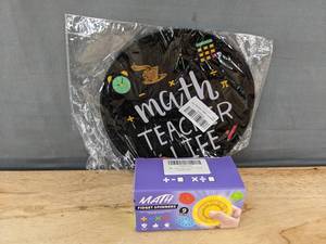 lot 178 image: Math Teacher Mouse Pad and 9 Math Fidget Spinners Bundle - Brand New