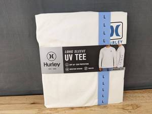 lot 184 image: Hurley Long Sleeve UV Tee Mens Regular Fit Large White - Brand New