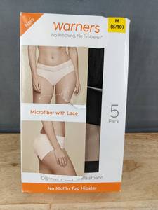 lot 188 image: Warners Womens Microfiber Hipster Underwear 5-Pack, Medium - Brand New
