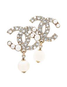lot 215 image: Imitation Pearl and Rhinestone Drop Dangle Earrings - Brand New