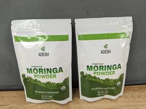lot 227 image: 2 Adesh Organic Moringa Powder 100g Bags - Brand New
