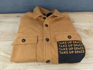 lot 232 image: Black History Month Take Up Space Knit Jacket, Mens Large in Brown - Brand New