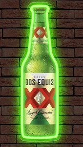 lot 19F image: Dos Equis XX Lager Especial LED Neon Beer Bottle Sign - Brand New