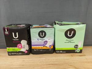 lot 315 image: 46 U by Kotex Feminine Care Pads and 126 Liners - Brand New