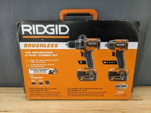 lot 3C image: RIDGID 18V Brushless 2-Tool Combo Kit R92082 $349 Retail - Brand New