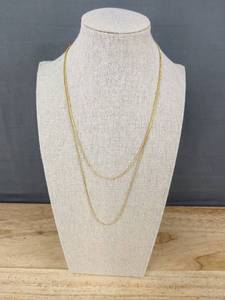 lot 52 image: 18k Yellow Gold Double Strand Chain Necklace - Brand New