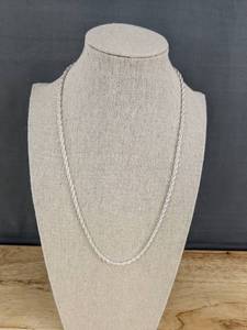 lot 57 image: .925 Sterling Silver 3mm Rope Chain Necklace, $64 Retail - Brand New