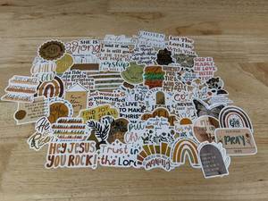 lot 249 image: 50 Christian Faith-Based Quote Stickers - Brand New