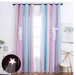 lot 261 image: 2 UNISTAR Rainbow Blackout Curtain Panels, 52x63 in, Pastel Ombre, $40 Retail - Brand New