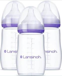 lot 266 image: 3 Lansinoh Breastmilk Feeding Bottles, 8 oz - Brand New B