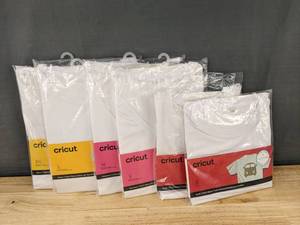 lot 100E image: 6 Cricut Brand White T-Shirts - Youth, Womens, Mens, Multiple Sizes - Brand New