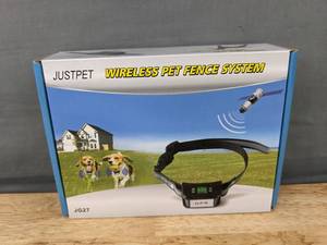 lot 79E image: JustPet Wireless Pet Fence System with GPS Collar Kit - Brand New B