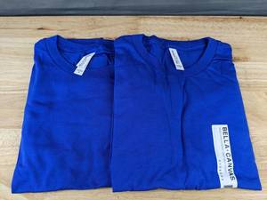 lot 302 image: Bella  Canvas Blue Long Sleeve Crew Neck T-Shirts, Medium - Brand New