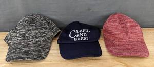 lot 335 image: 3 Baseball Caps  Hats, Small, Red, Grey, Blue - Brand New