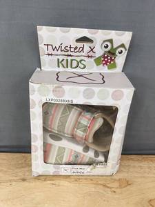 lot 82E image: Twisted X Kids Shoes Size 8, Pink Multi - Brand New
