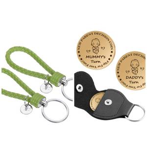 lot 353 image: 2 Green Braided Wristlet Keychains and Parent Decision Coin Keychain - Brand New