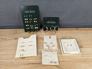 lot 355 image: Wild Fable and A New Day Pierced Earrings 14K Gold, Hoops, Cubic Zirconia, Sterling Silver, Etc. - Brand New